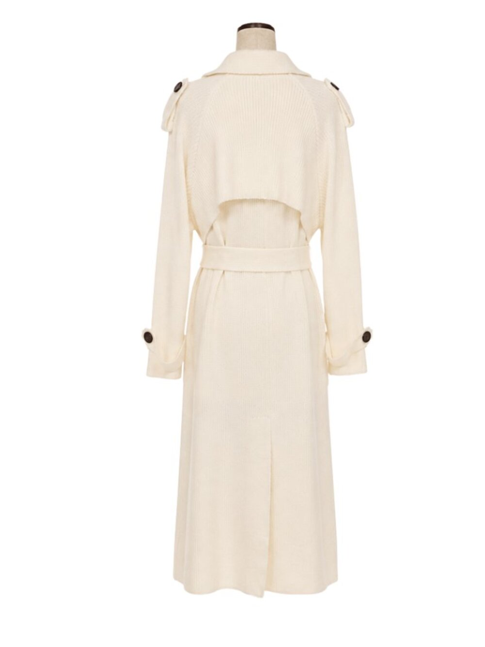 Chic Ivory Belted Double-breasted Knit Coatigan Cardigan Trench Coat. Sz L. - Picture 4 of 11